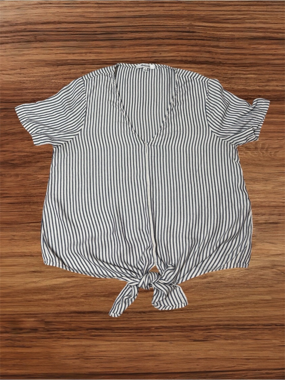 Madewell Navy & White Striped Novel Tie-front Top Size Small